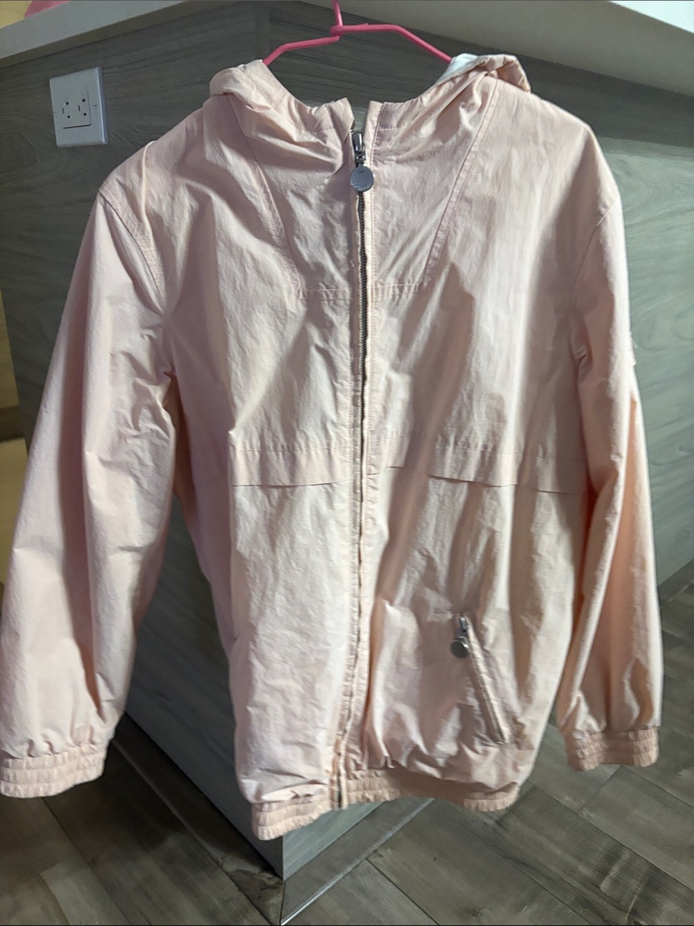 Bonpoint windbreaker 10Y Lightweight Hooded Jacket - Pale Pink